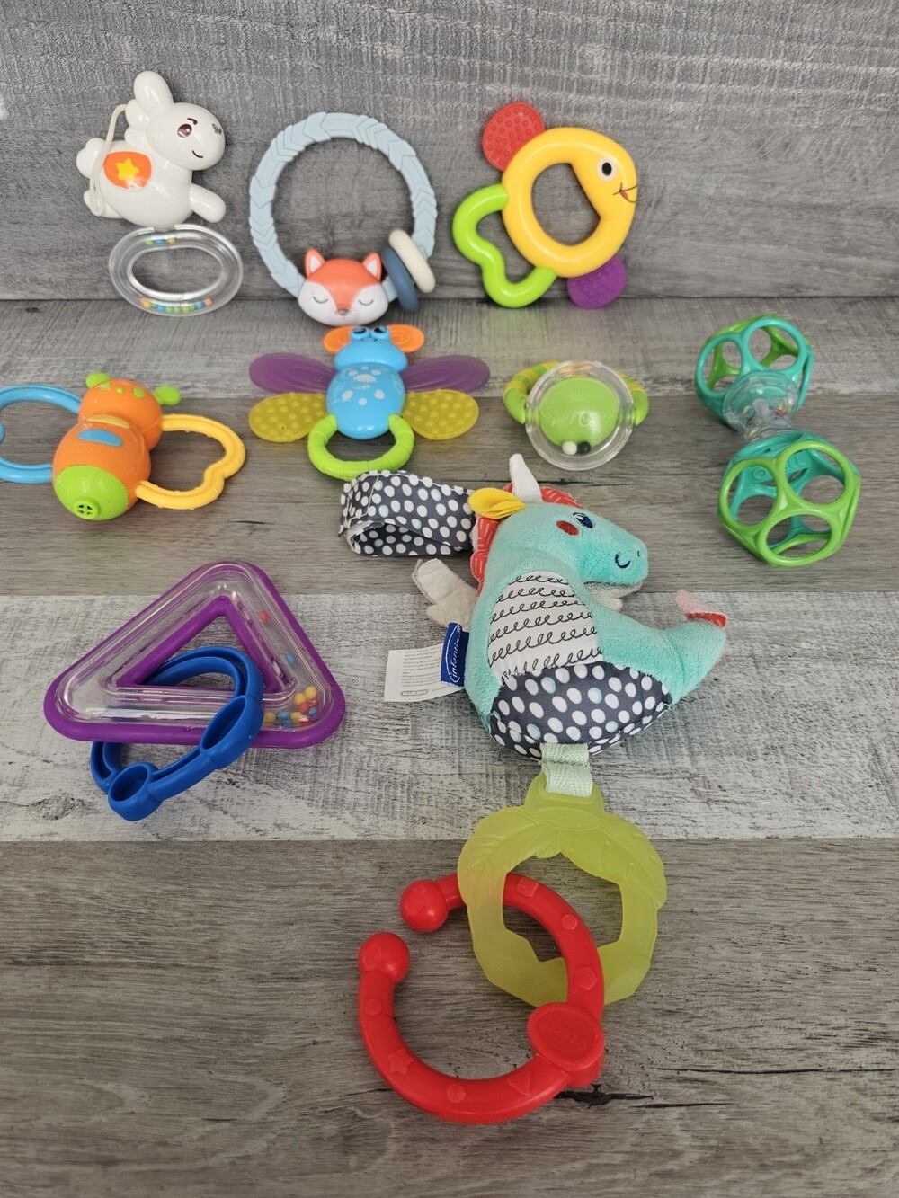 Baby Toy Lot 9 Soft Colorful Rattle Sensory Teething Rings 0-6 Months